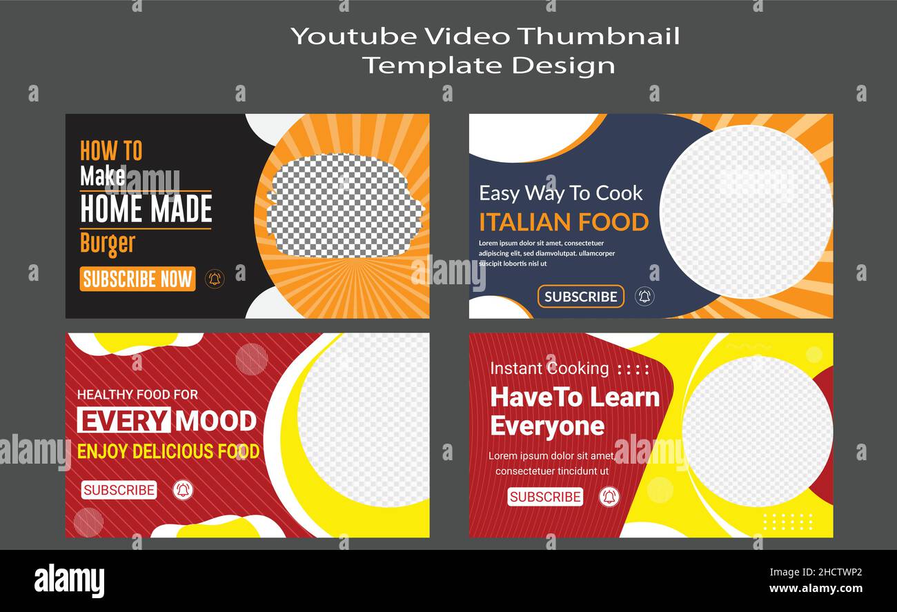 YouTube-Video Thumbnail Template Design für Food & Restaurant Business Stock Vektor