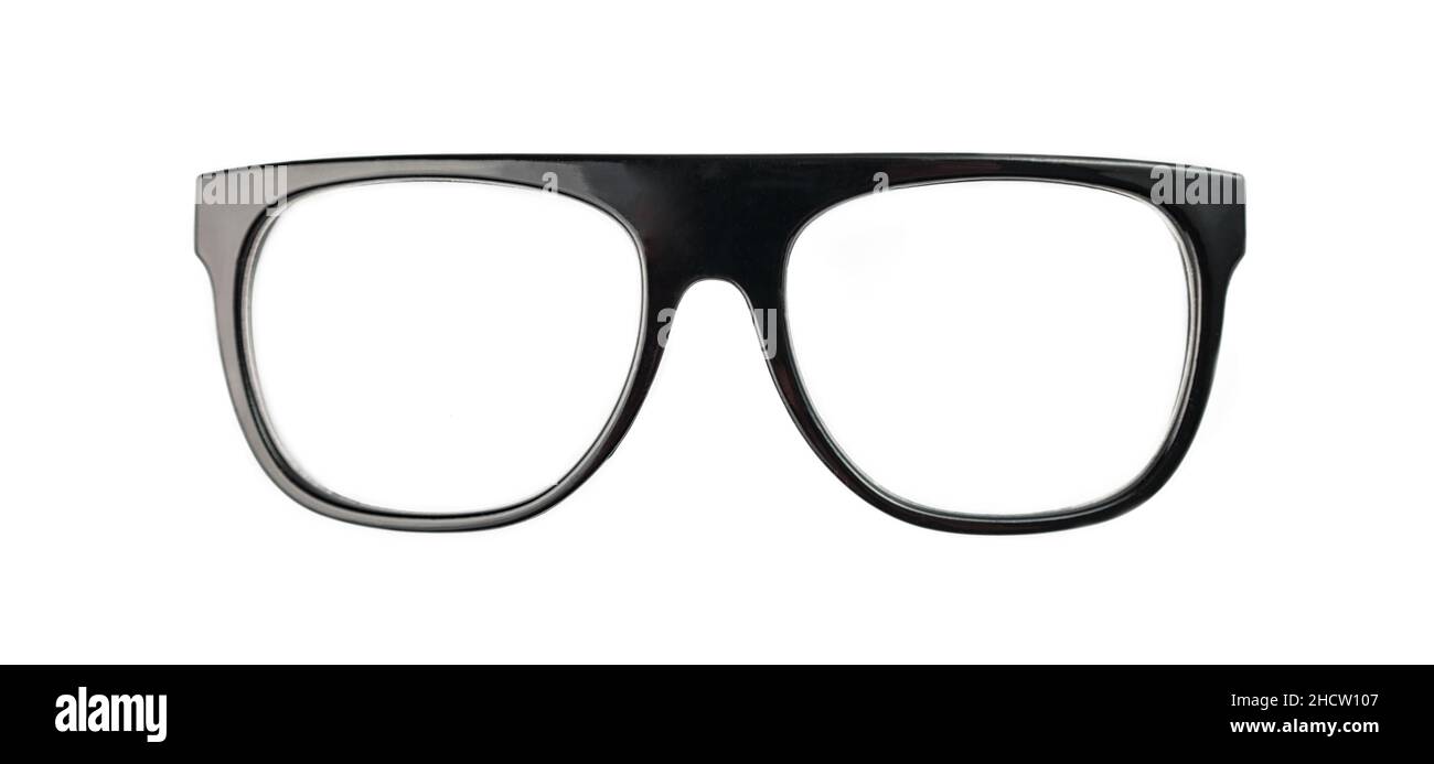 Schwarze Nerd-Brille isoliert auf weißem Hintergrund Stockfoto