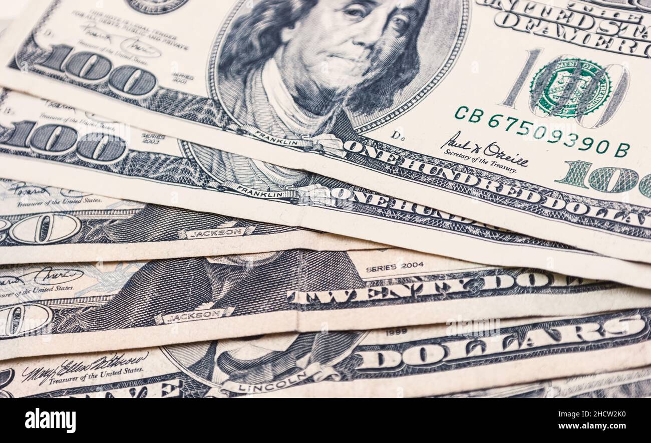 Geld american einhundert Dollar Rechnungen Stockfoto