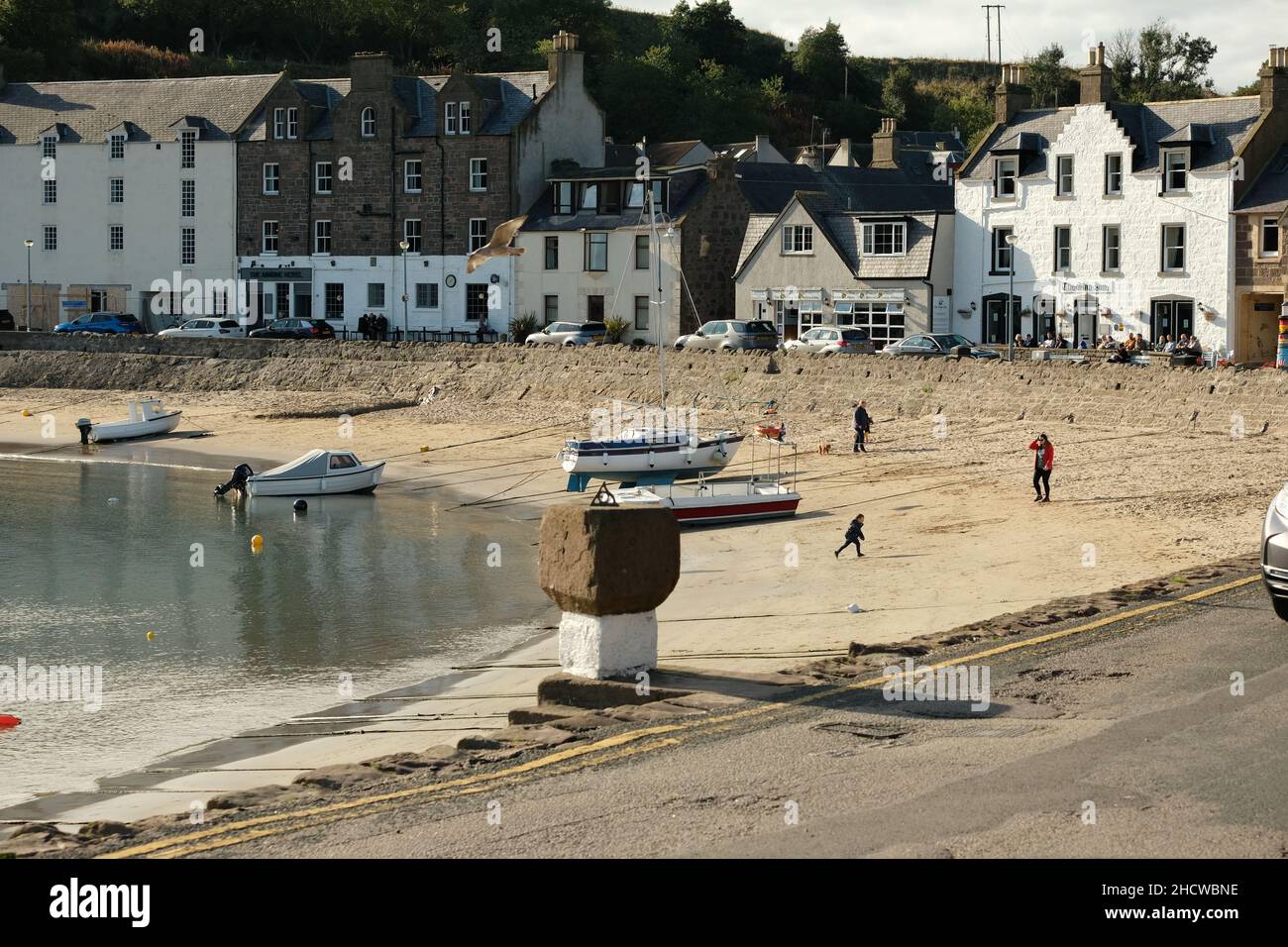 Ein Farbfoto des Hafens von Stonehaven, Aberdeenshire, Schottland. Stockfoto