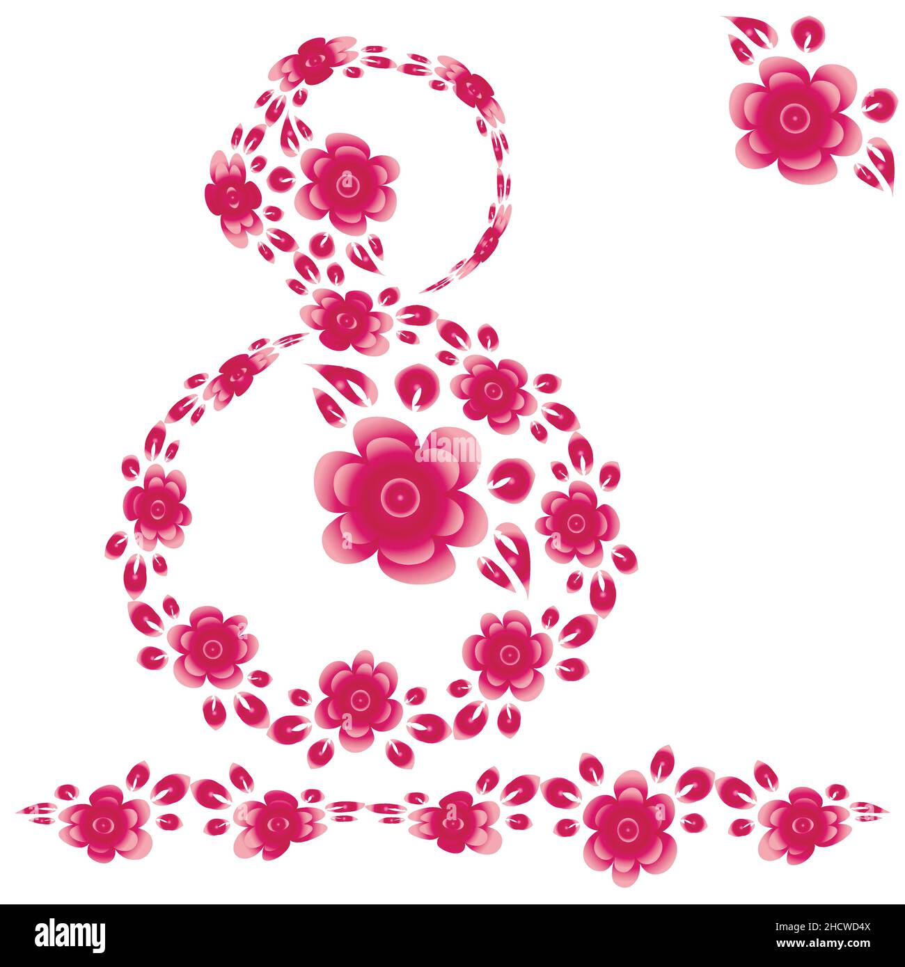 Die Nummer acht der stilisierten monochromen Farben auf quadratischem Hintergrund - Happy March 8, International Women Day. Designelement von Büchern, Notizbüchern, Postkarten, Innenausstattungen. Herzlichen Glückwunsch Stock Vektor