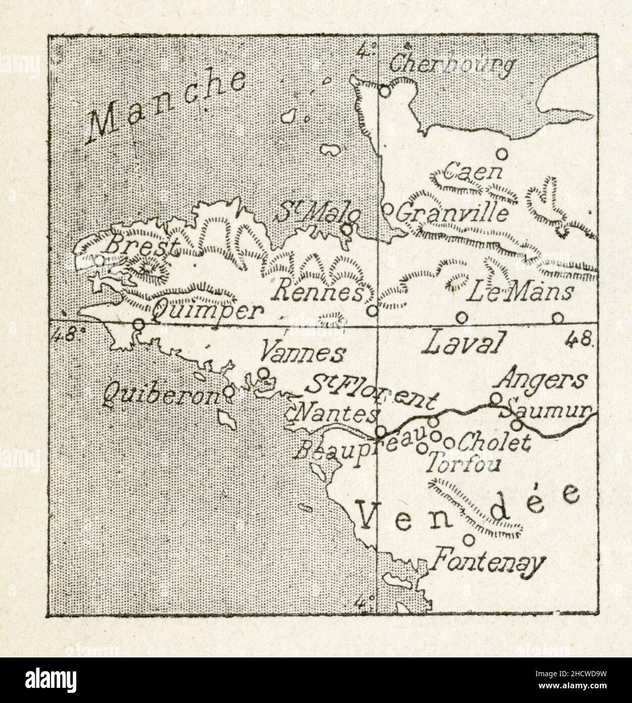 Carte ancienne.La terreur en Vendée. Stockfoto