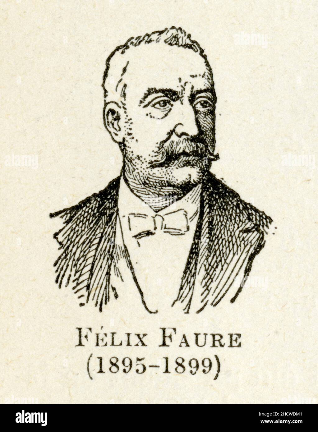 Félix Faure, né le 30 janvier 1841 à Paris et mort le 16 février 1899 dans la même ville, est un homme d'État français. Il est président de la Républi Stockfoto