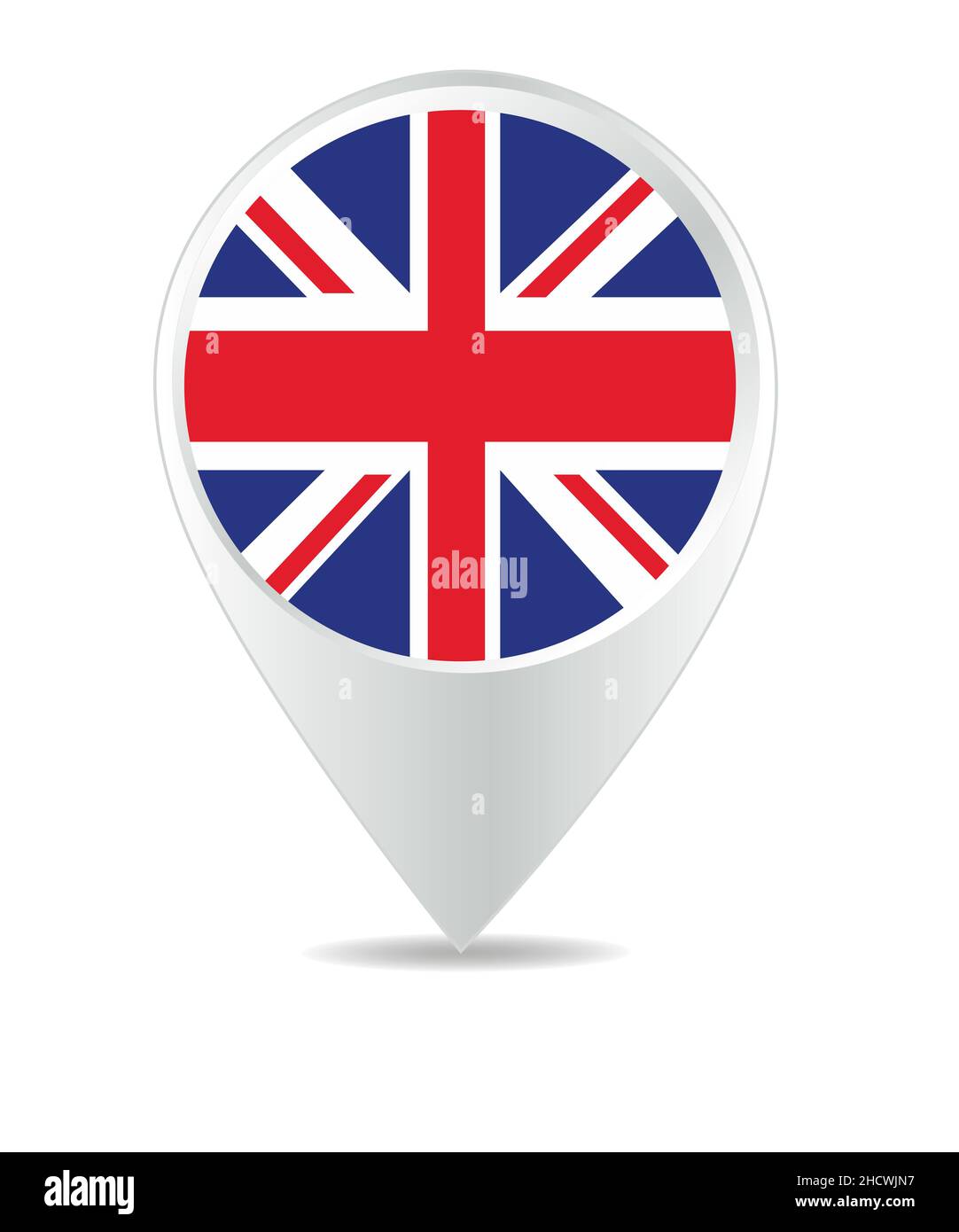 Standortsymbol für UK-Flagge, Vektor Stockfoto