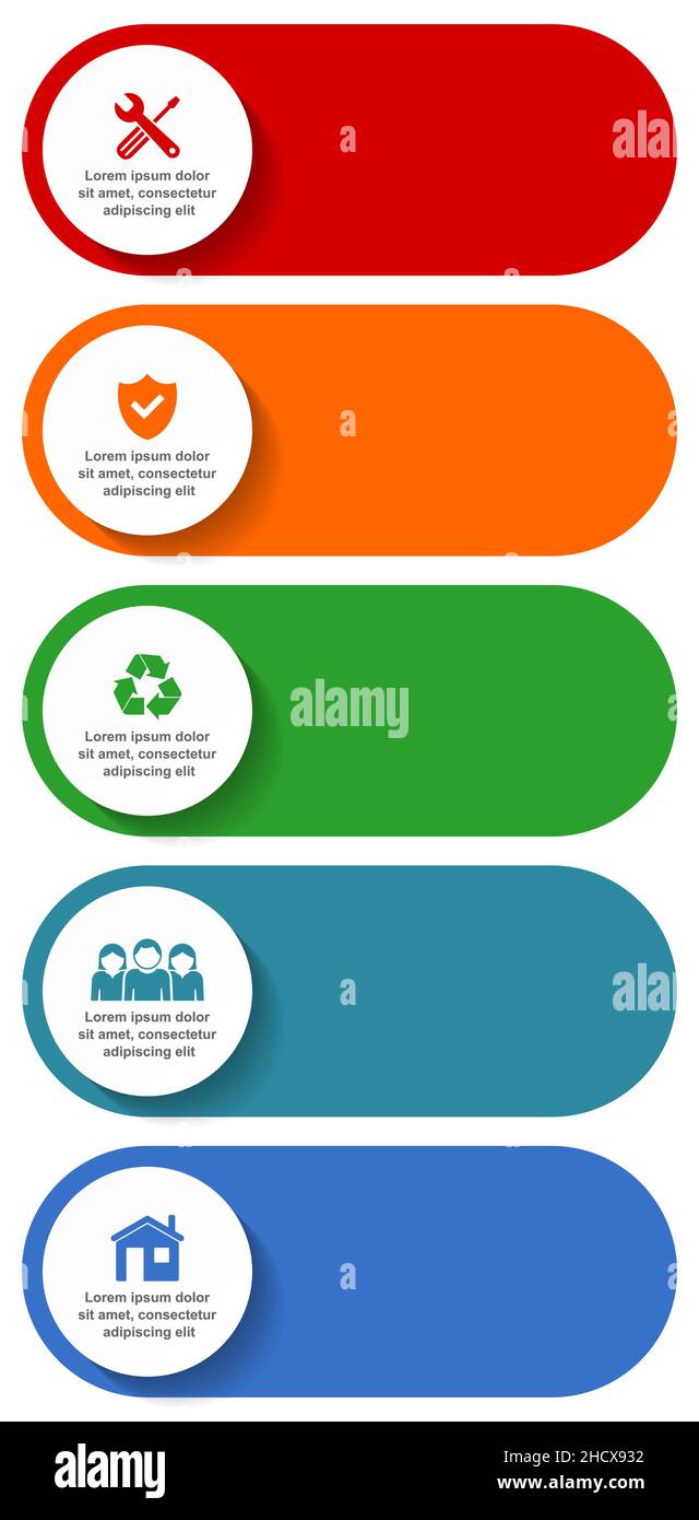 Business-Infografik-Vorlage für Präsentation, Diagramm, flaches Design editierbare Vektordiagramm, Diagramm mit 5 Optionen bereit zu verwenden Stock Vektor