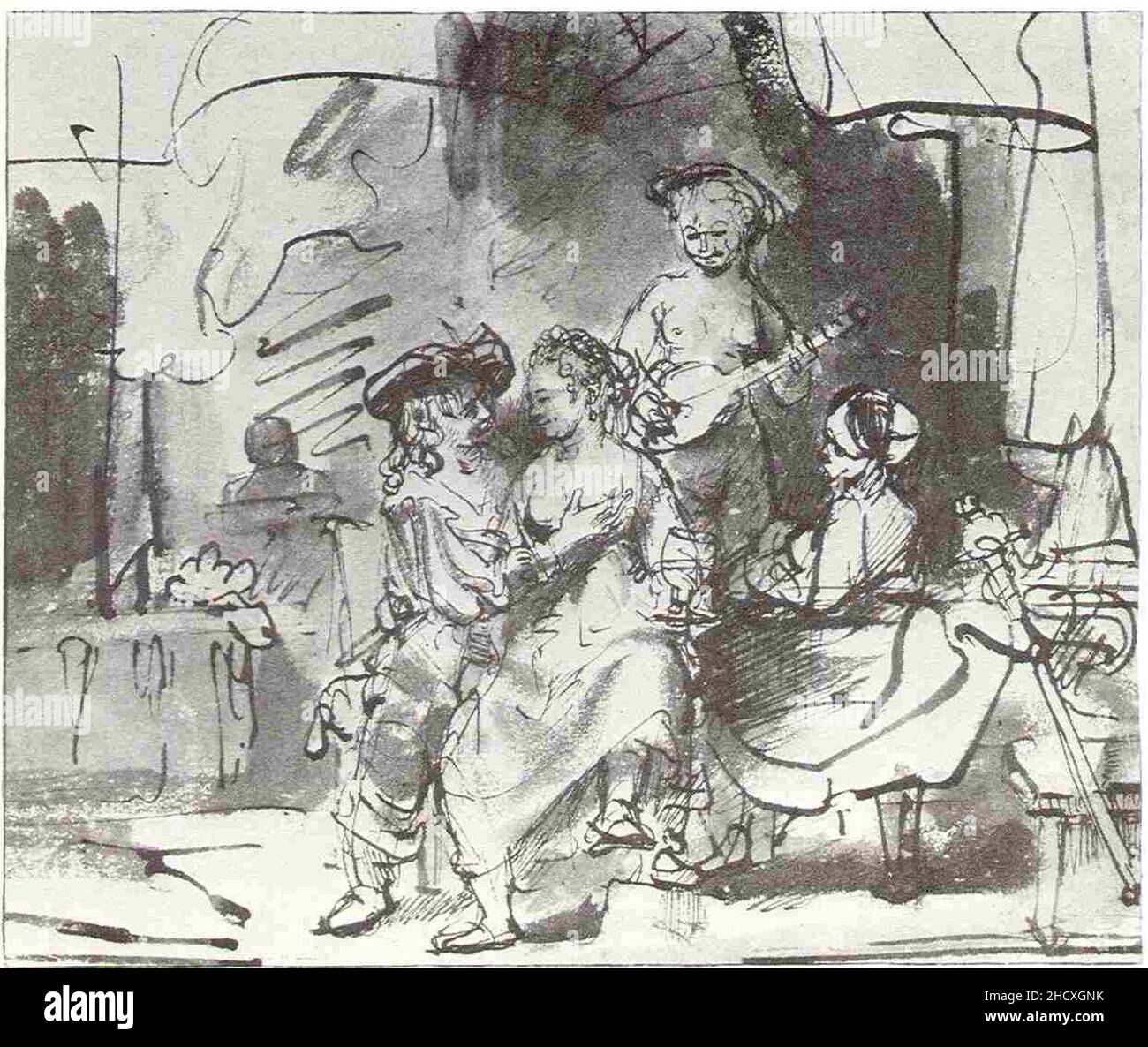 Rembrandt, der verlorene Sohn in der Taverne. Stockfoto