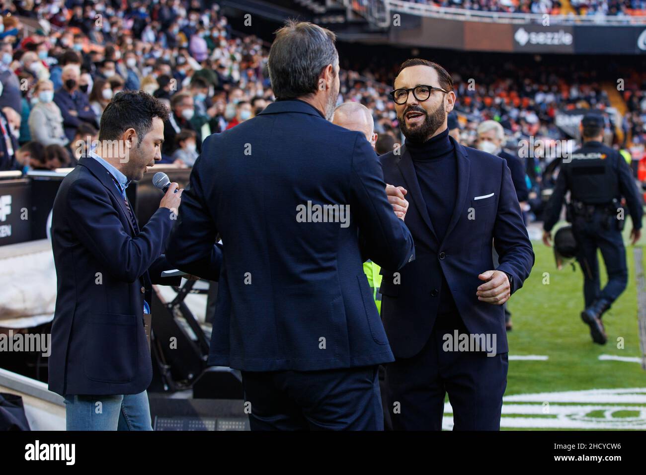 Jose Bordalas von Valencia CF beim Ligaspiel zwischen Valencia CF und RCD Espanyol bei Mestalla in Valencia, Spanien. Stockfoto