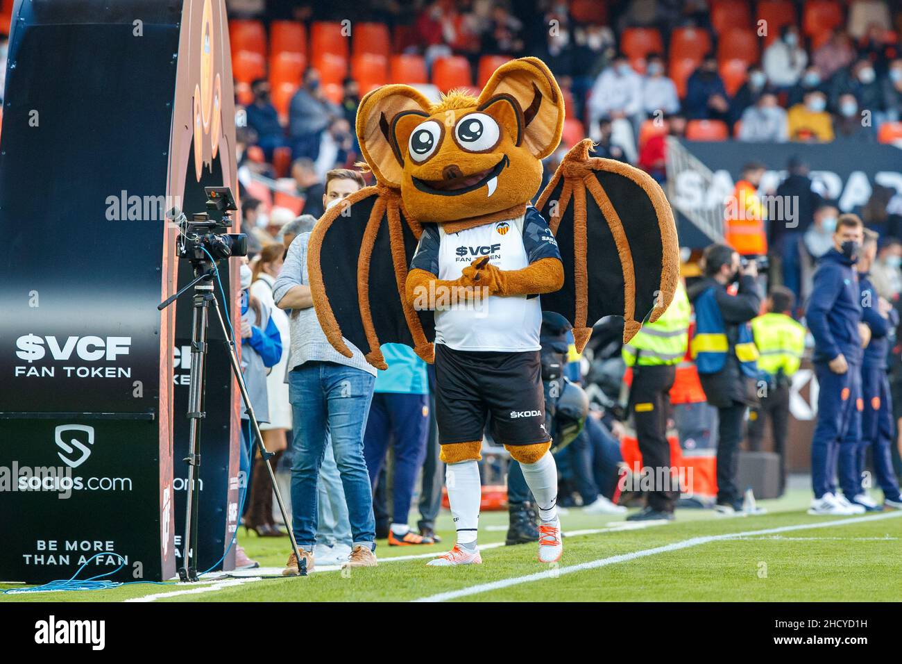 Gesamtansicht während des Liga-Spiels zwischen Valencia CF und RCD Espanyol bei Mestalla in Valencia, Spanien. Stockfoto