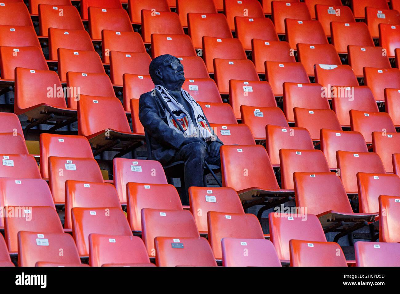 Gesamtansicht während des Liga-Spiels zwischen Valencia CF und RCD Espanyol bei Mestalla in Valencia, Spanien. Stockfoto