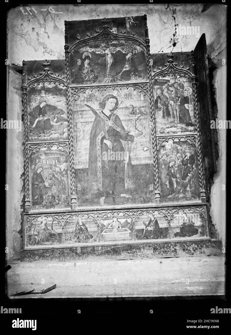 Retaule de Sant Joan Evangelista del monestir de San Pedro de Siresa. Stockfoto