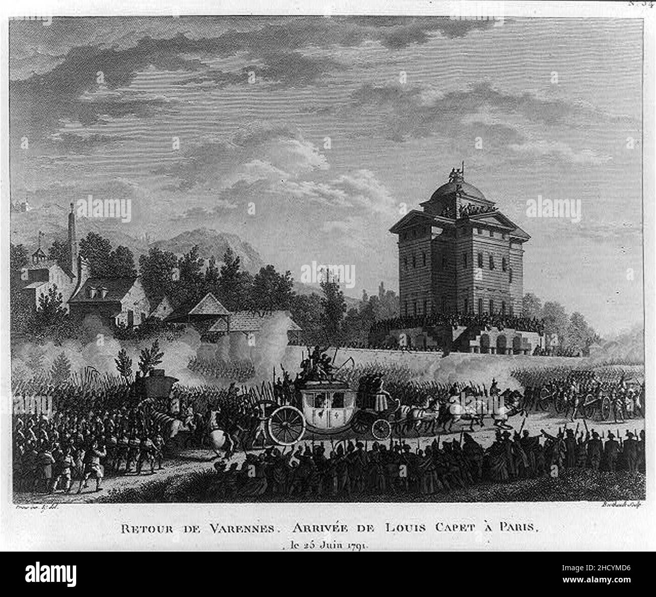 Retour de Varennes. Arrivée de Louis Capet à Paris, le 25 Juin 1791 - Prieur Inv. Und Entf. ; Berthault sculp. Stockfoto
