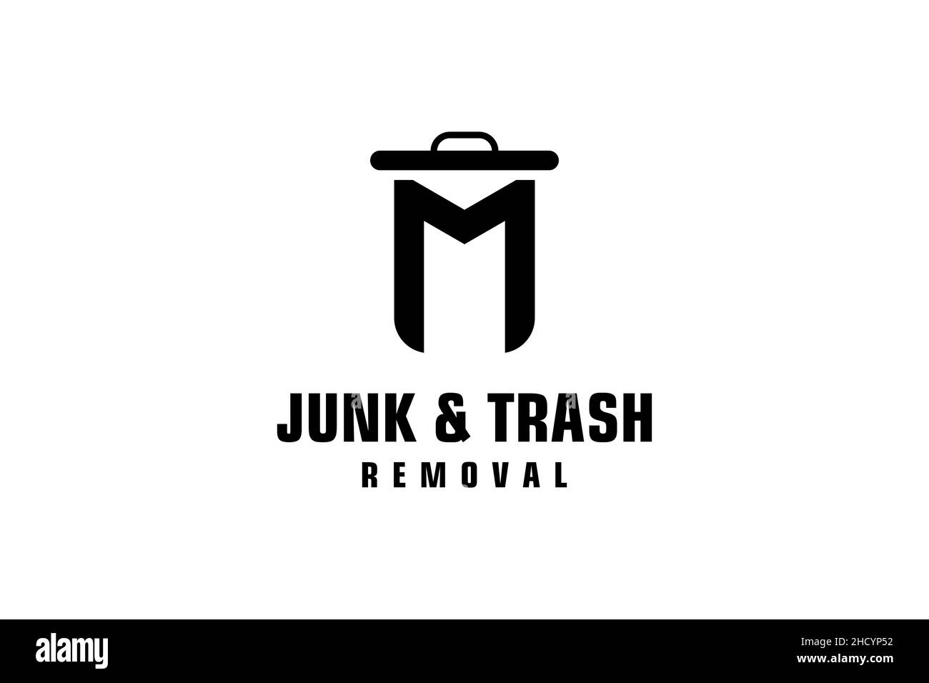 Buchstabe M für Trödelbeseitigung Logo-Design, umweltfreundliche Müllentsorgung Service, einfaches minimalistisches Design. Stock Vektor