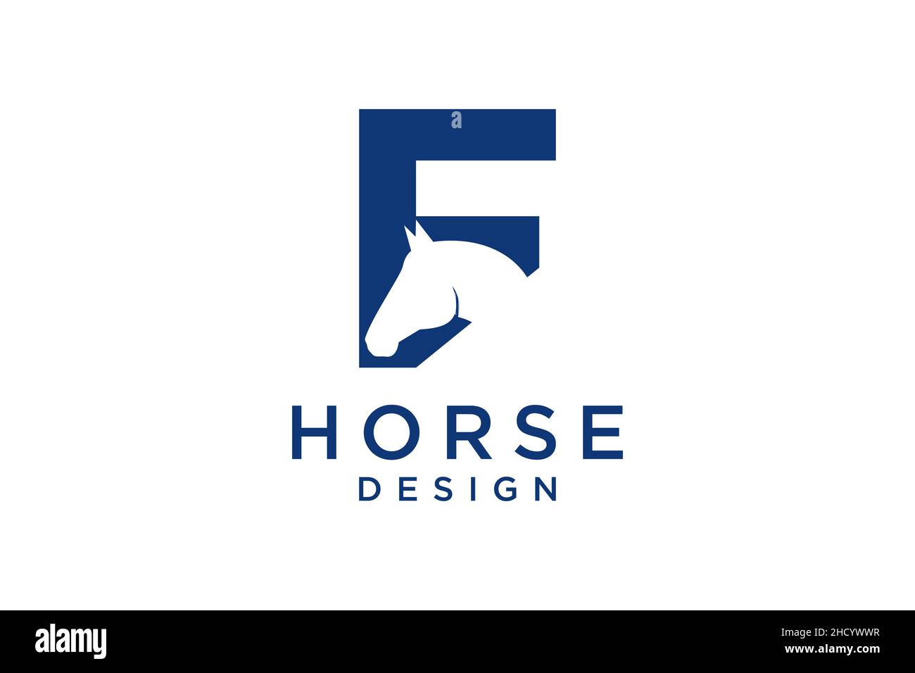 Das Logo-Design mit dem Anfangsbuchstaben F wird mit einem modernen und professionellen Pferdekopf kombiniert Stock Vektor