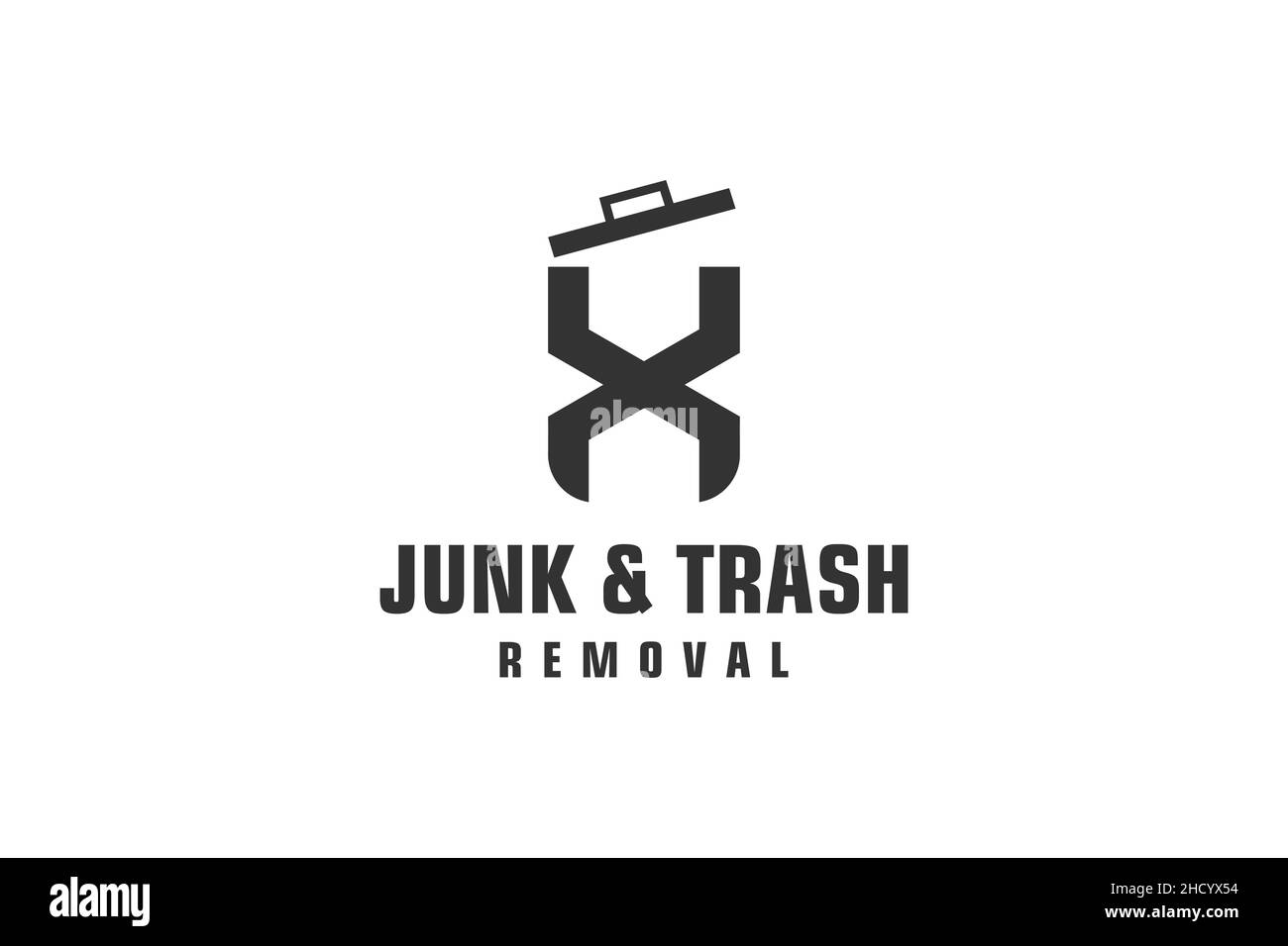 Buchstabe X für Trödelbeseitigung Logo-Design, umweltfreundliche Müllentsorgung Service, einfaches minimalistisches Design. Stock Vektor