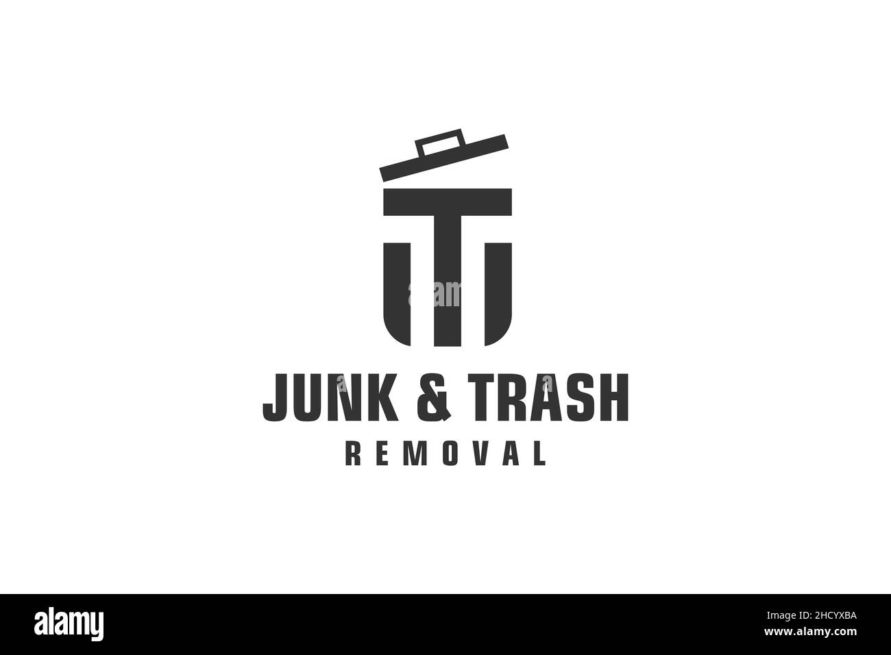 Buchstabe T für Trödelbeseitigung Logo-Design, umweltfreundliche Müllentsorgung Service, einfaches minimalistisches Design. Stock Vektor