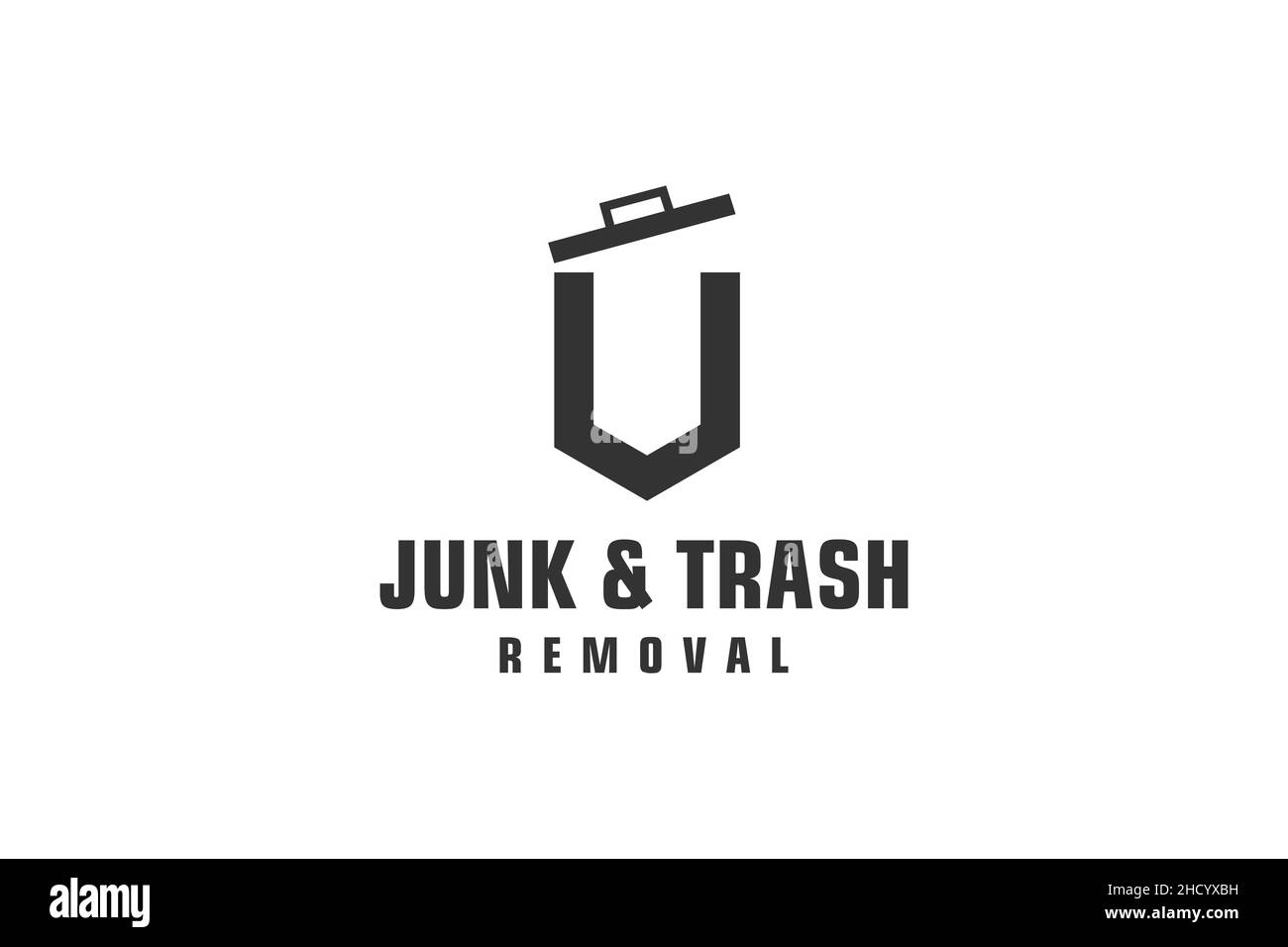 Buchstabe V für Trödelbeseitigung Logo-Design, umweltfreundliche Müllentsorgung Service, einfaches minimalistisches Design. Stock Vektor