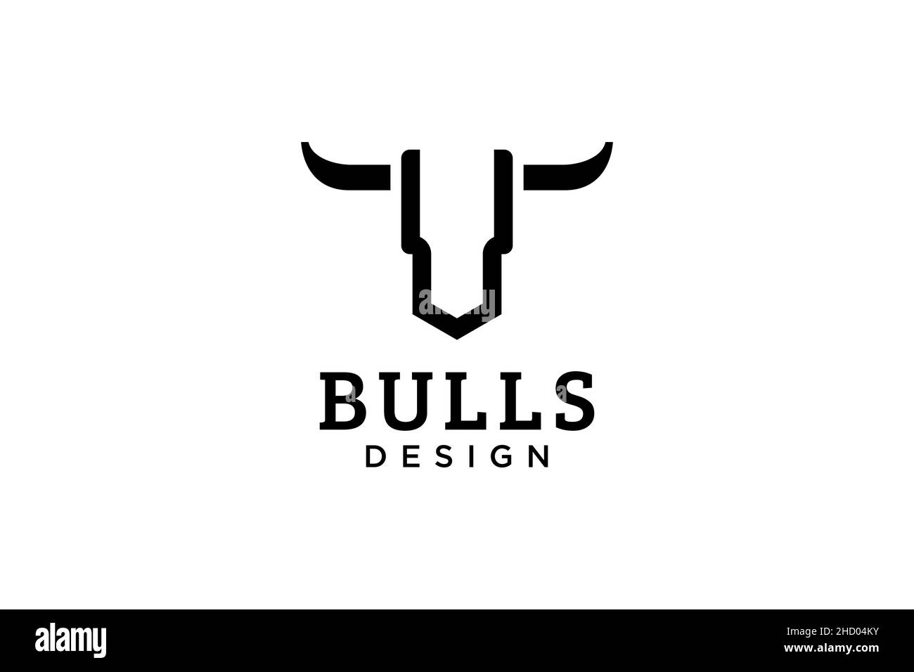 U-Logo, Bull-Logo, Head-Bull-Logo, Design-Vorlage für Monogramm-Logo Stock Vektor