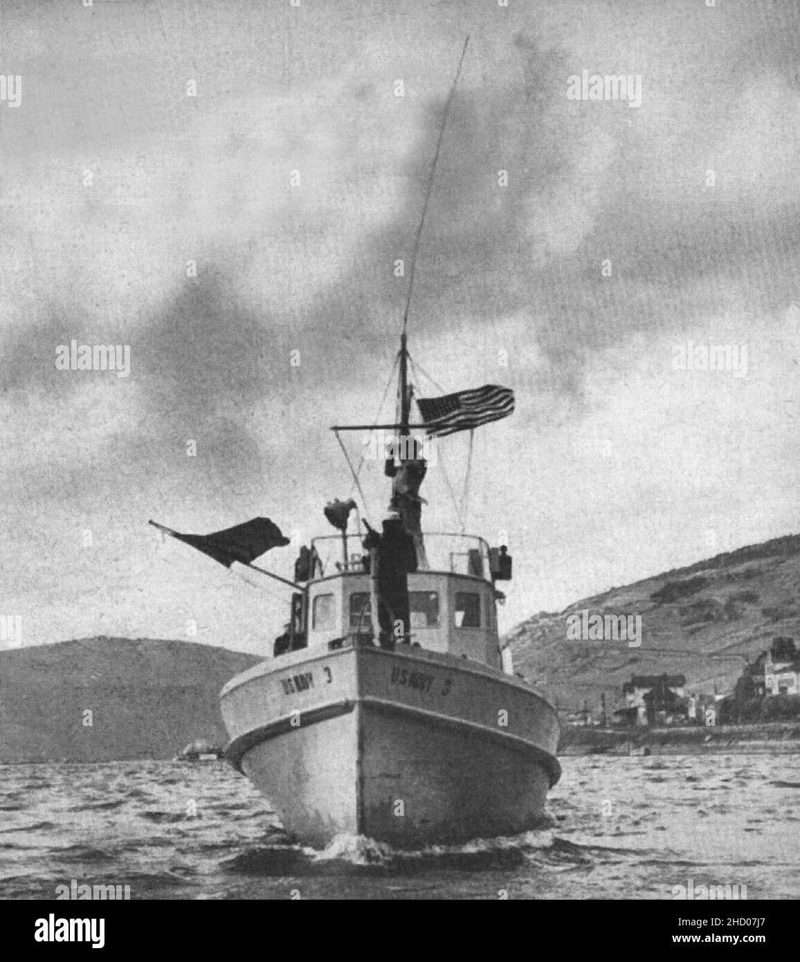 Patrouillenboot auf dem Rhein c1949. Stockfoto