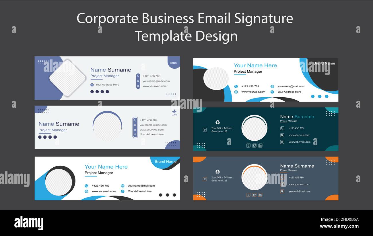 Business E-Mail Signatur Autor Besuch Karten Benutzeroberfläche Design Vorlage Vektor. Stock Vektor