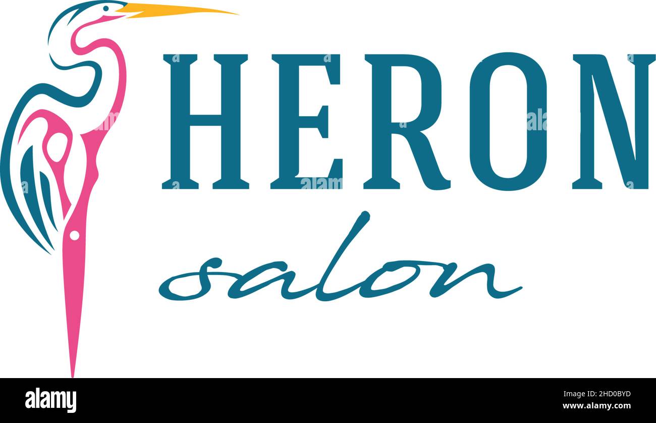 Modernes farbenfrohes Design HERON SALON Logo Design Stock Vektor