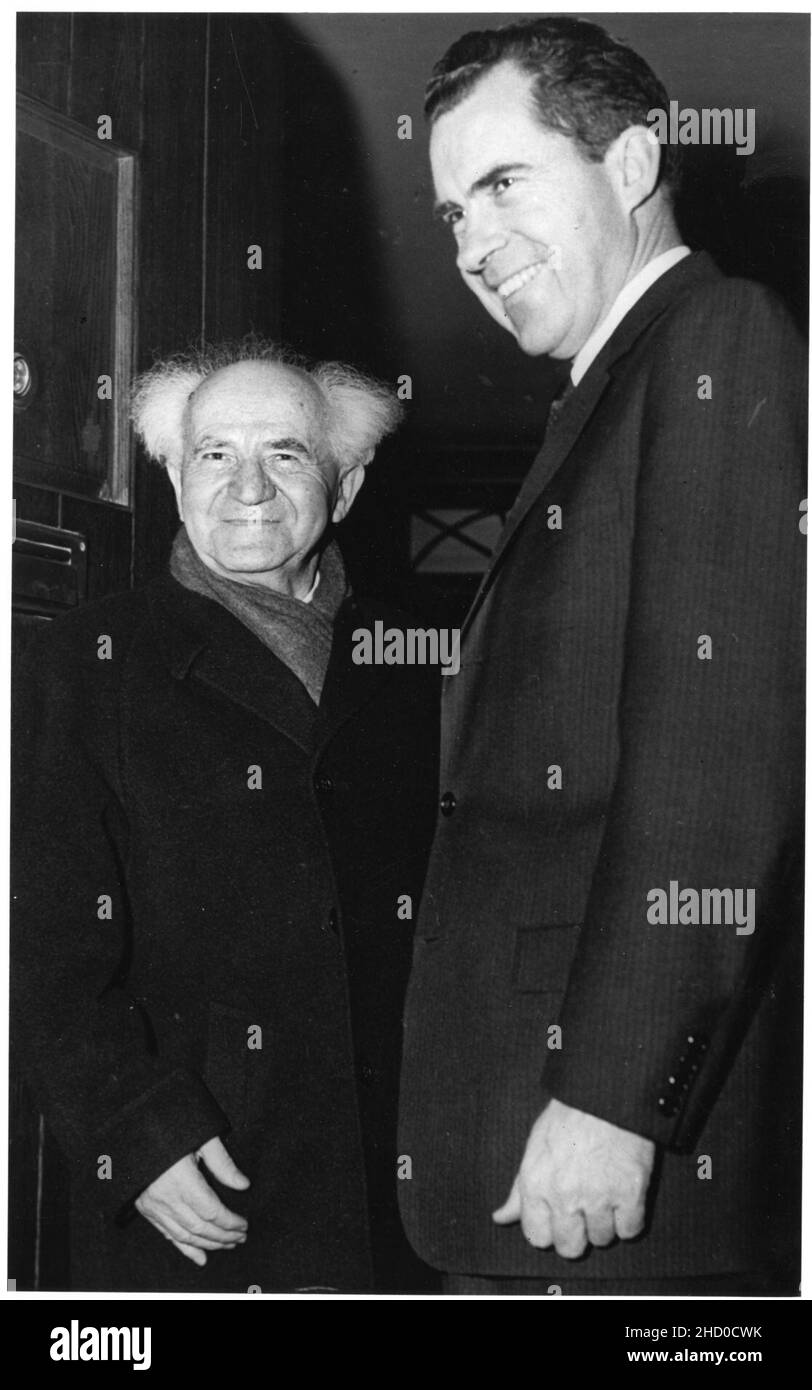 Richard Nixon und David Ben-Gurion. Stockfoto