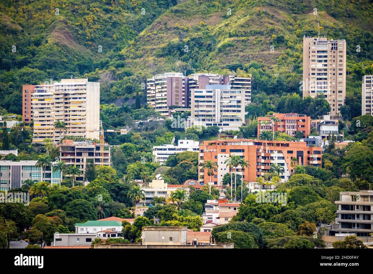 Blick auf das Stadtzentrum von Caracas Moderne Gebäude von oben Stockfoto