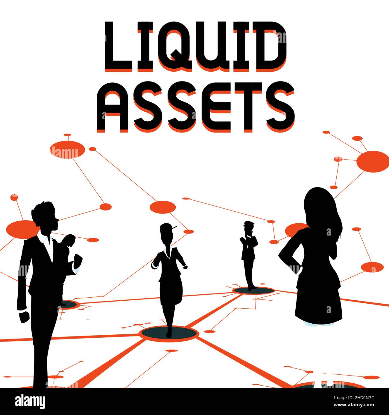 Inspiration zeigt Zeichen Liquid Assets. Wort geschrieben zu Bargeld und Bankguthaben Markt Liquidität abgeleitete Aktien mehrere Teammitglieder stehen getrennt Stockfoto