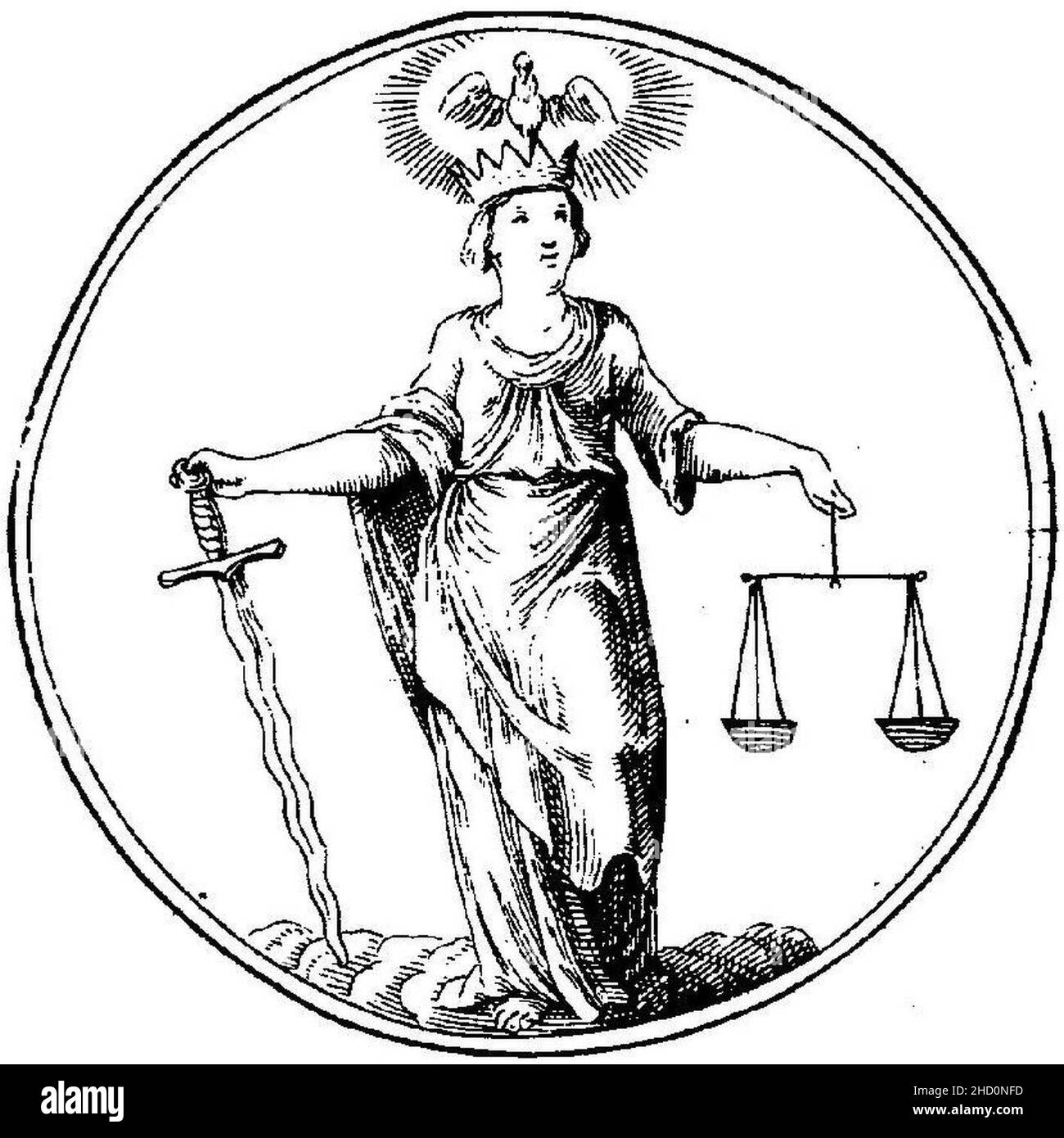 Ripa - Ikonologie - 1643 - II - S. 56 - ivstice Divine. Stockfoto