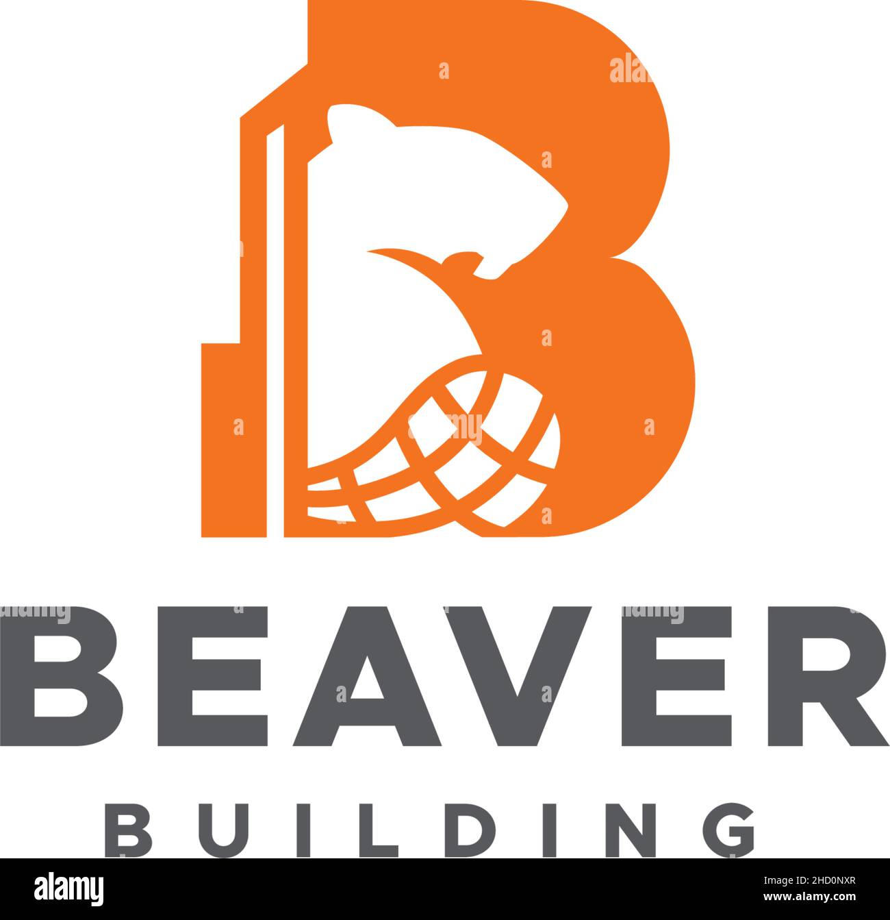 Flat Initial B BEAVER BUILDING Otter Logo Design Stock Vektor