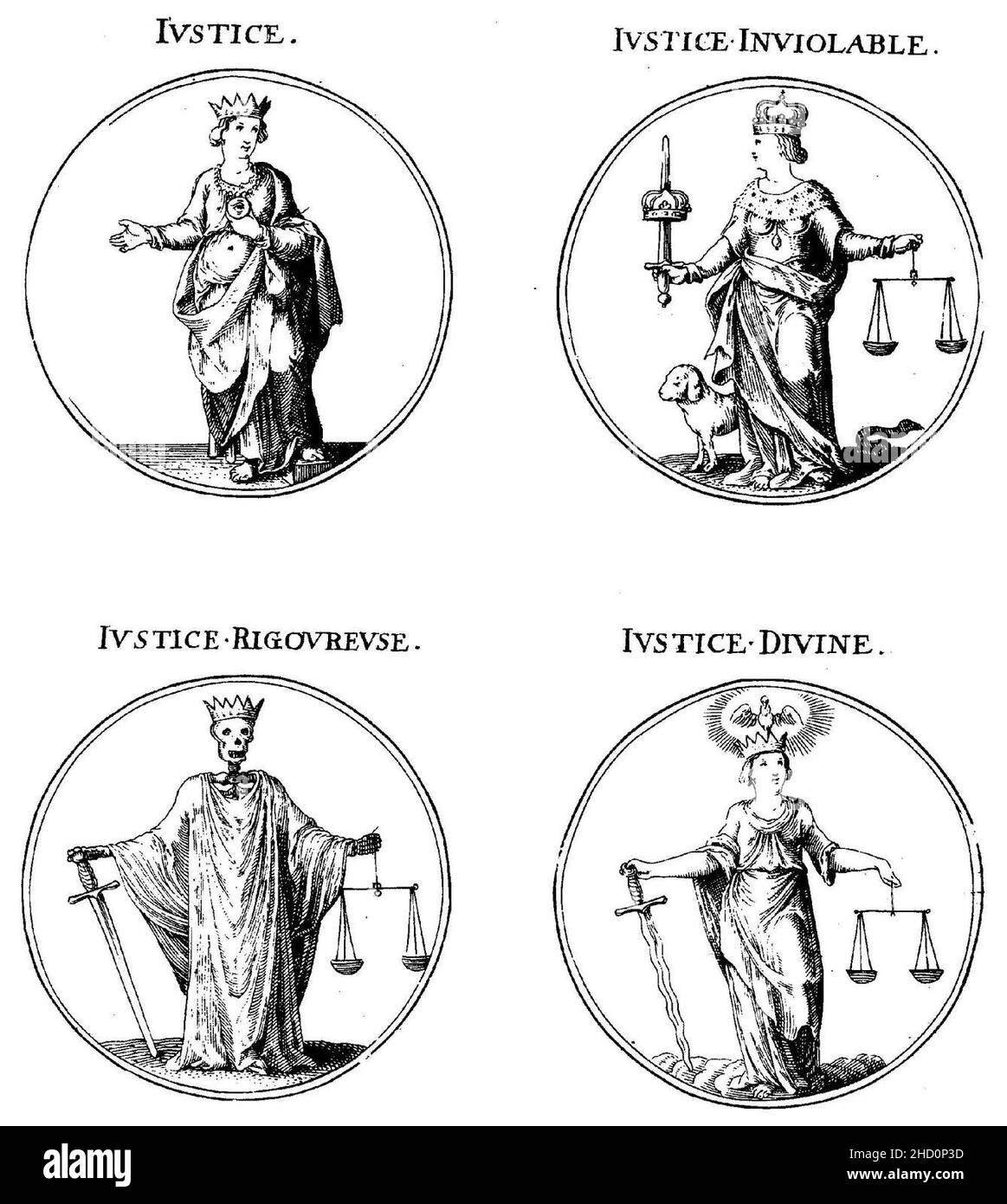 Ripa - Ikonologie - 1643 - Teil II, S. 56 - Diverses Justices. Stockfoto