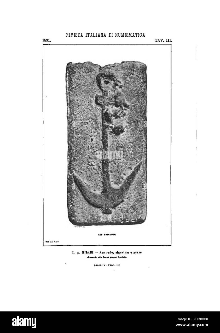 Rivista italiana di numismatica 1891 p 311. Stockfoto