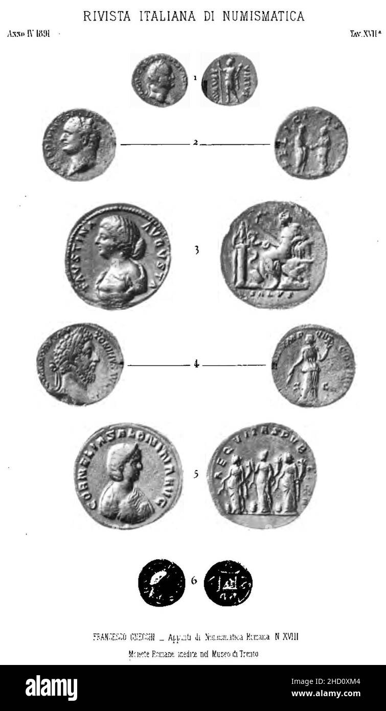 Rivista italiana di numismatica 1891 p 471. Stockfoto