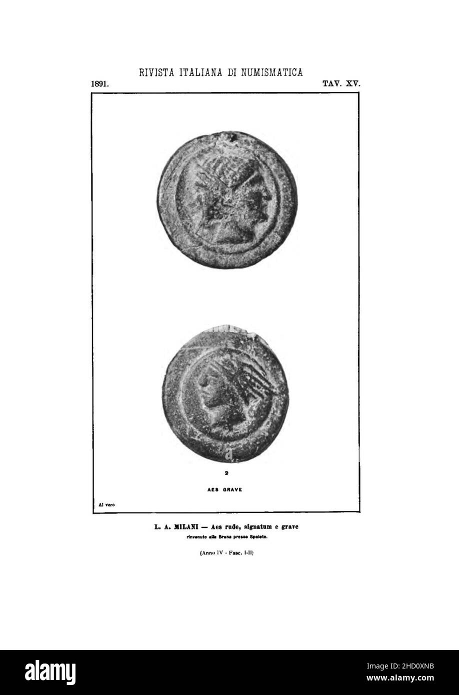 Rivista italiana di numismatica 1891 p 335. Stockfoto