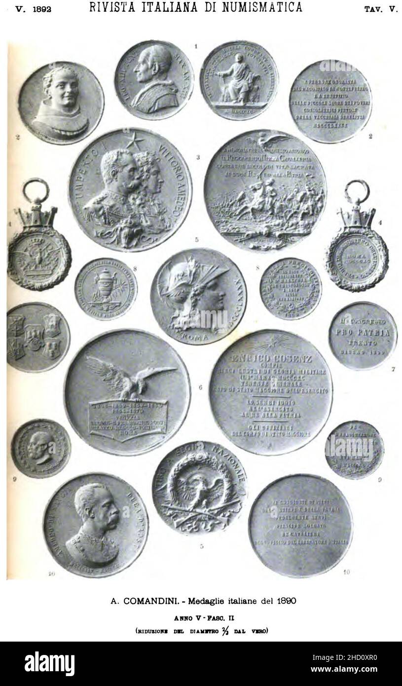 Rivista italiana di numismatica 1892 tavola V. Stockfoto