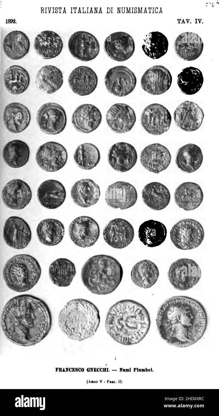 Rivista italiana di numismatica 1892 tavola IV. Stockfoto