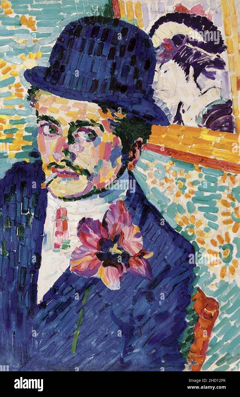 Robert Delaunay L'homme à la tulipe (Portrait de Jean Metzinger) 1906. Stockfoto