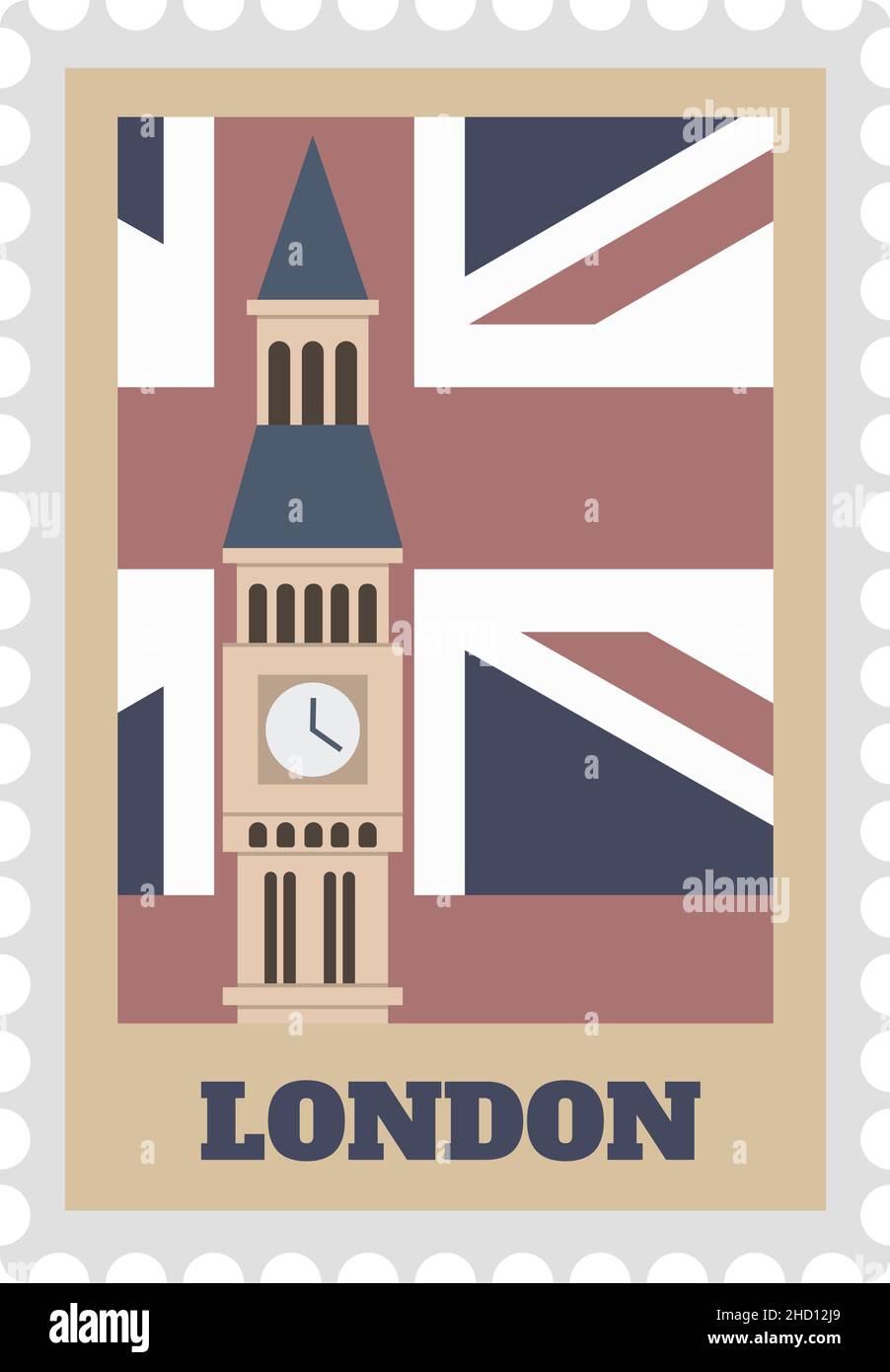 London england Briefmarkenpapier Etikett isoliert Stock Vektor