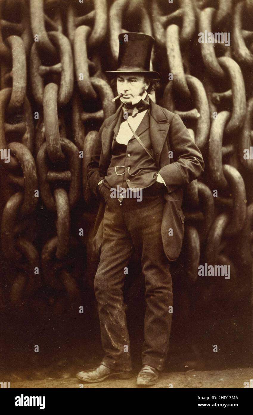Robert Howlett (Brunel aus dem Königreich Isambard, der vor den Startketten des Großen Ostens steht), Stockfoto