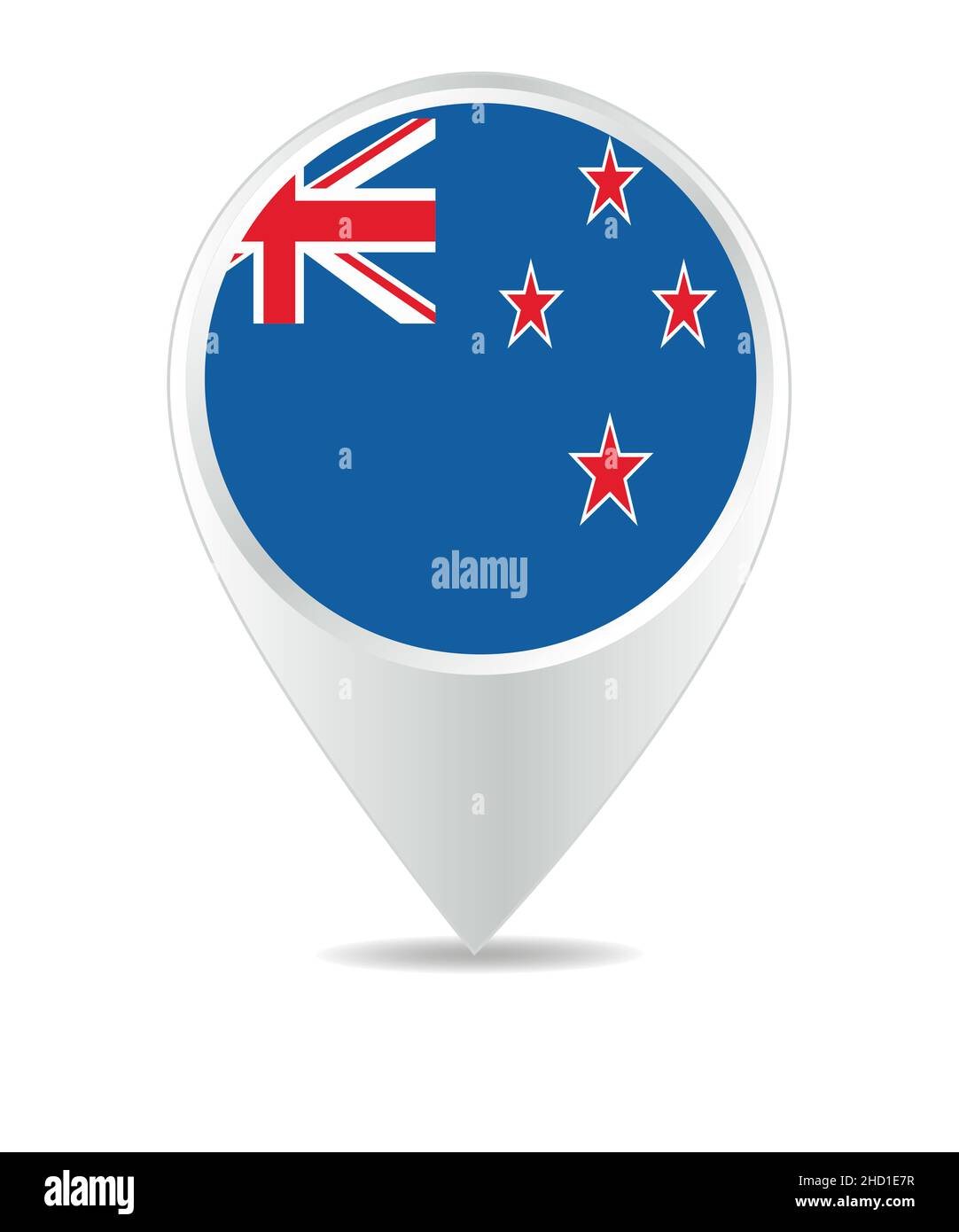 Standortsymbol für die neuseeländische Flagge, Vektor Stockfoto