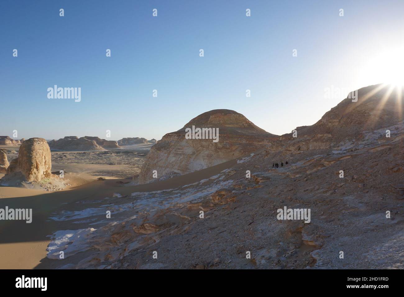 Die goldene Stunde in der weißen Wüste, Ägypten Stockfoto