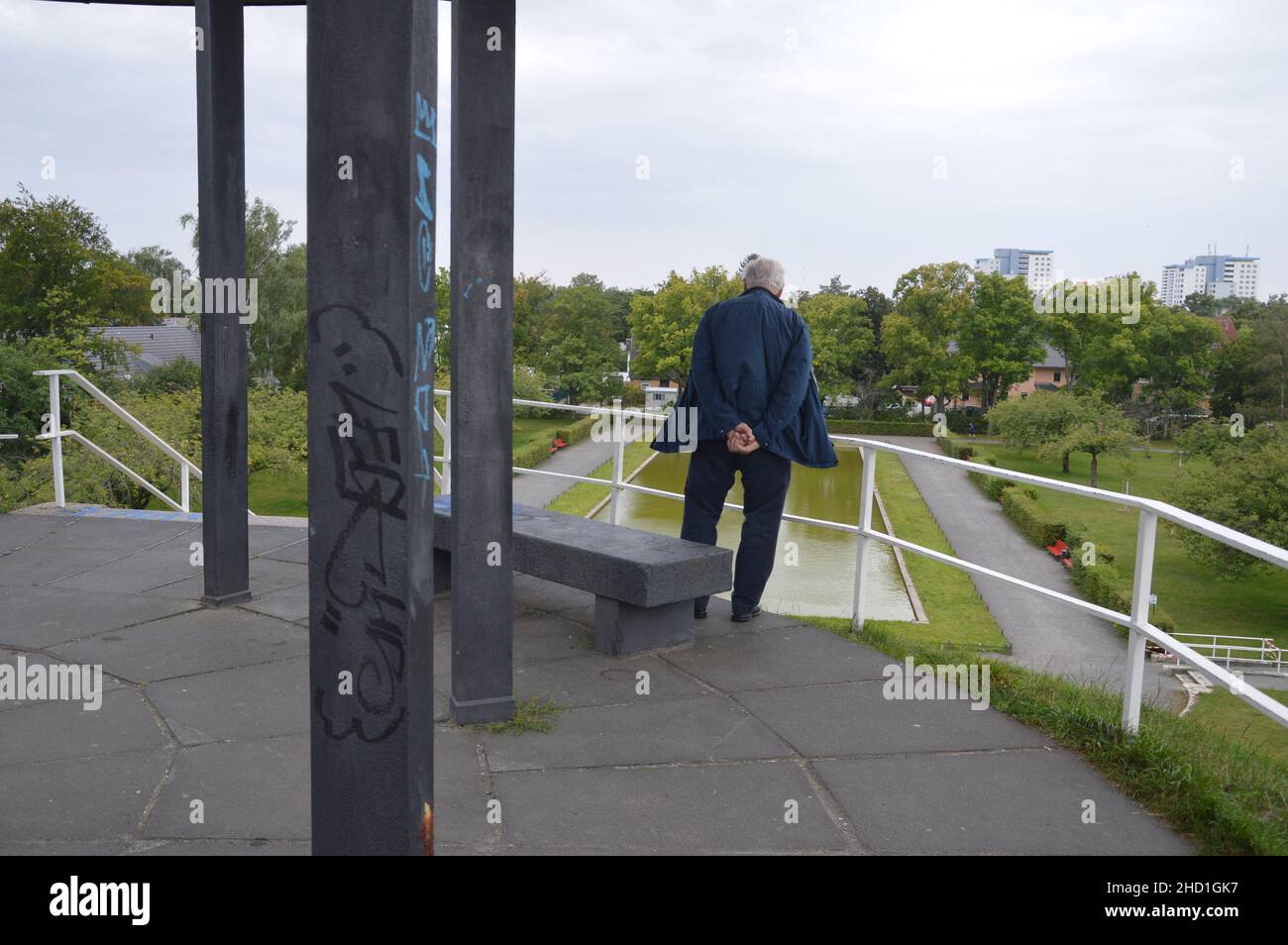 Die Otto-Lilienthal-Gedenkstätte in Lichterfelde, Berlin, Deutschland - 17. August 2021. Stockfoto