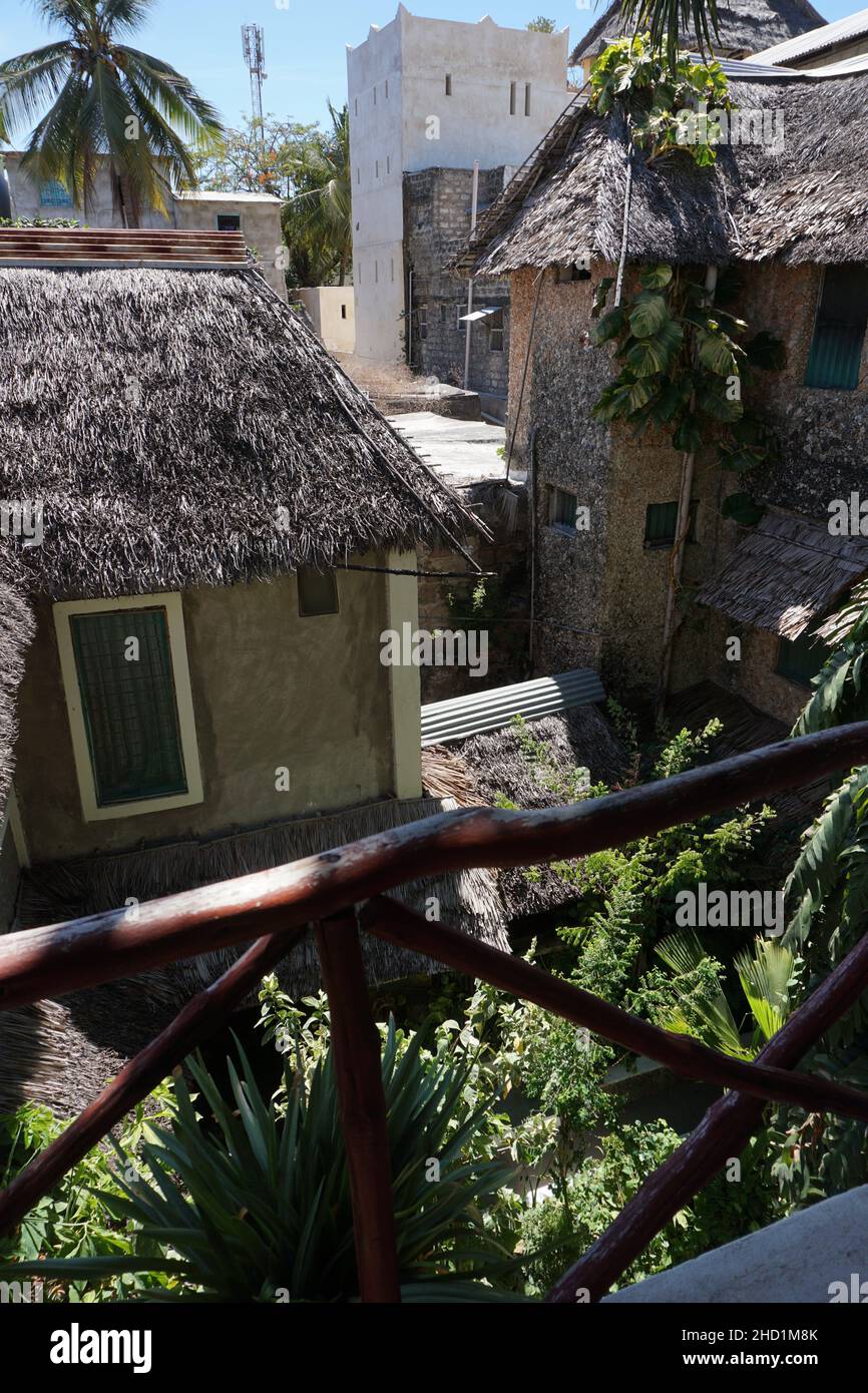 Wunderschöne alte Häuser im typischen suaheli-Stil auf Lamu, Kenia Stockfoto