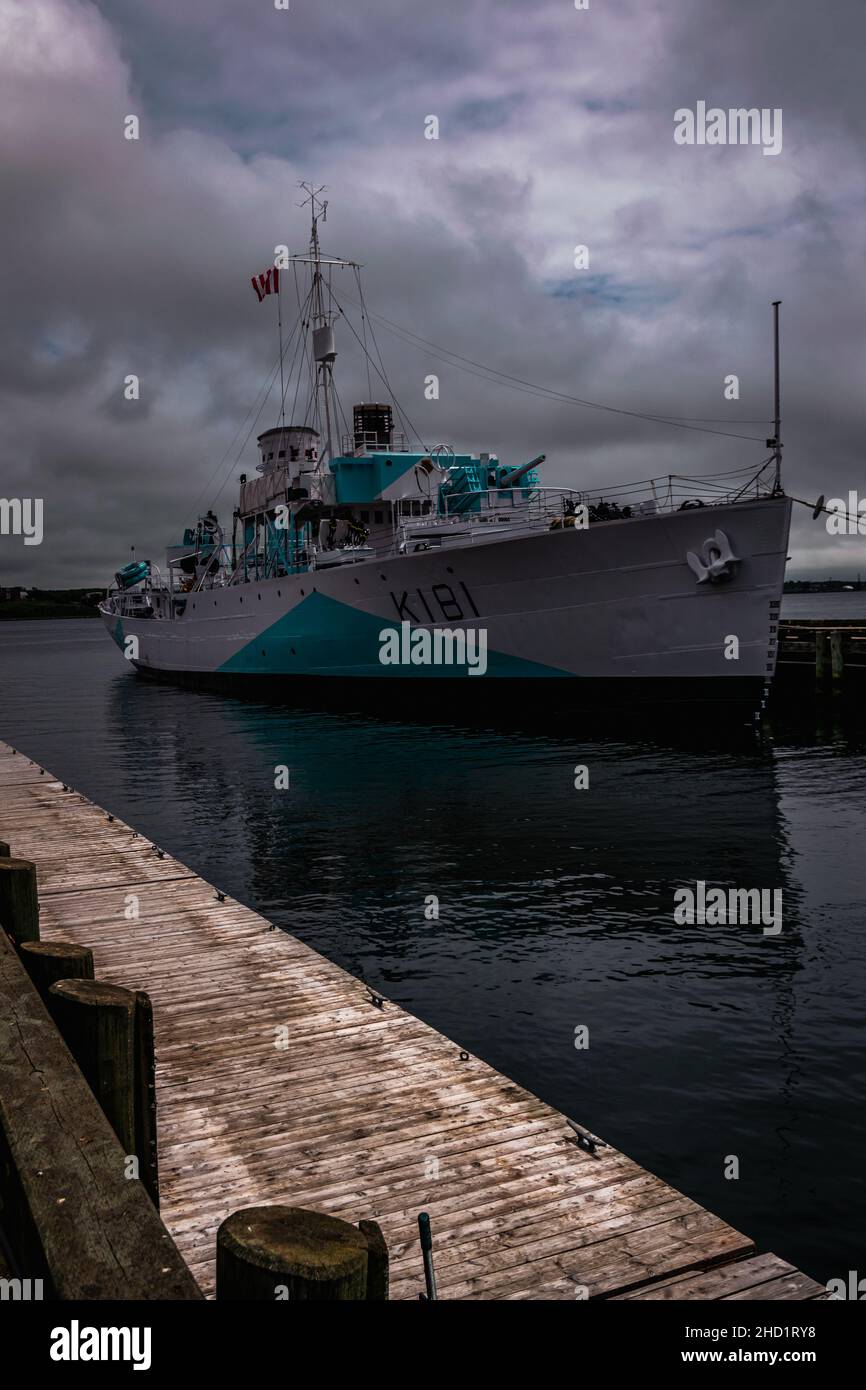 HMCS Sackville ist die letzte überlebende Korvette der Flower-Klasse aus dem Zweiten Weltkrieg, überlebte 30 Trans-Atlantic-Konvois eskortiert Stockfoto