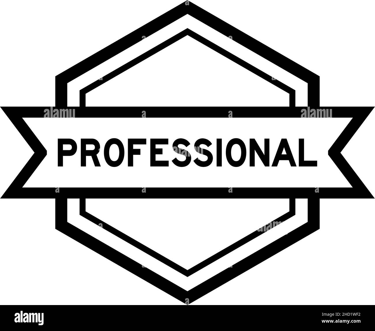 Vintage schwarz Farbe Hexagon Label Banner mit Wort professionell auf weißem Hintergrund Stock Vektor