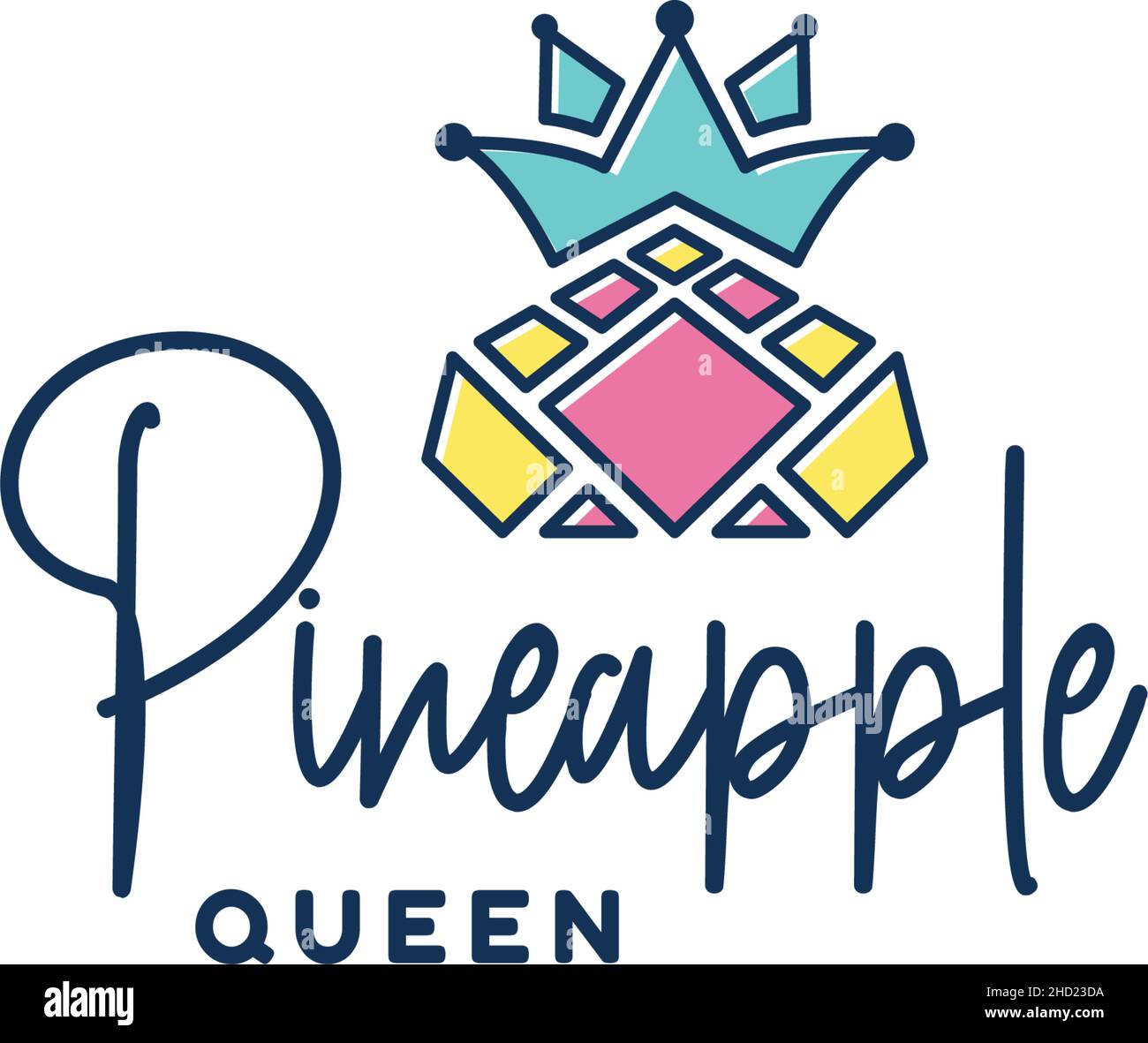 Modernes buntes Design ANANAS QUEEN Logo Design Stock Vektor