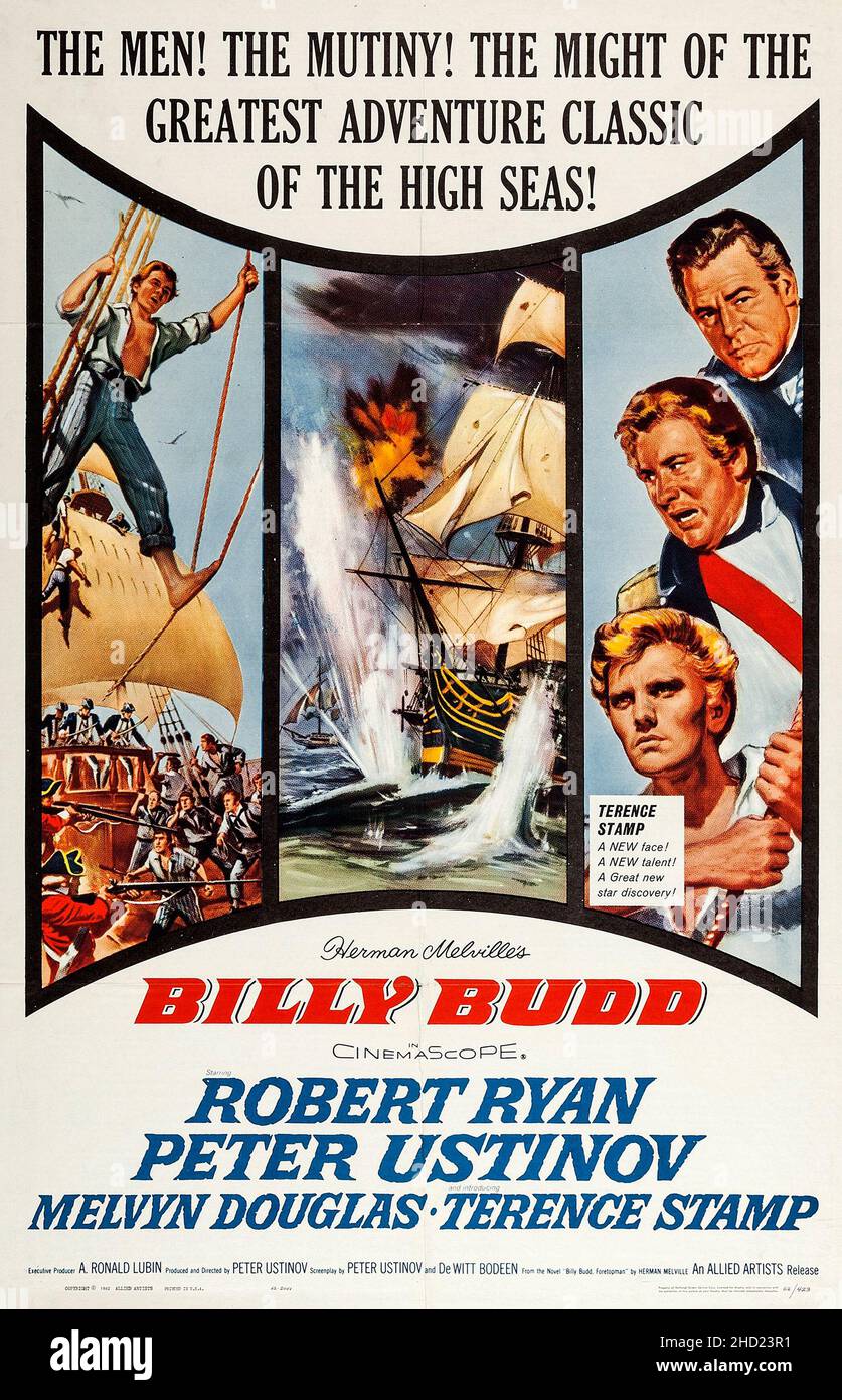 Theaterplakat für den Film Billy Budd (1962) Robert Ryan, Peter Ustinov, Melvyn Douglas, Terence Stamp. Stockfoto