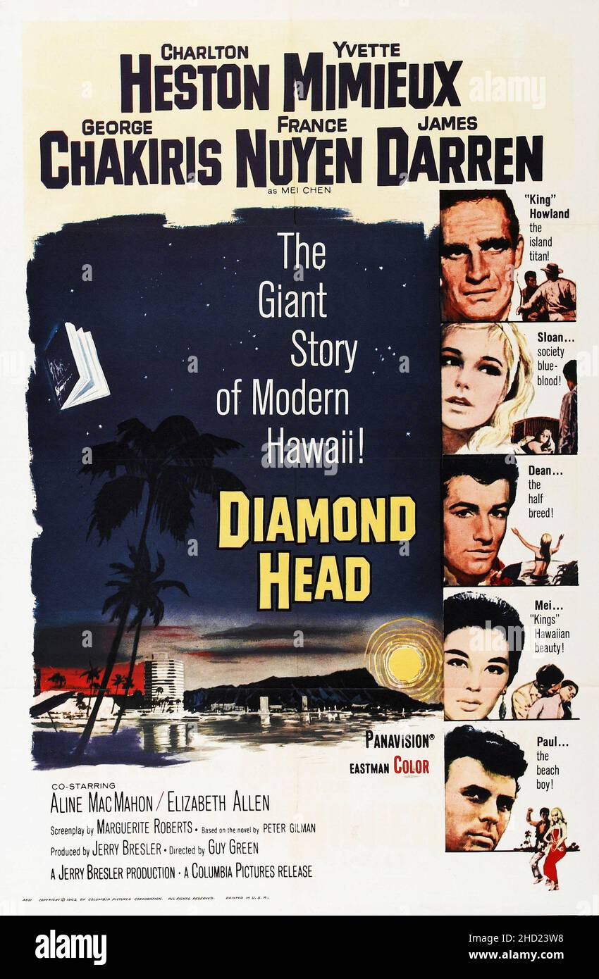 Theaterplakat für den Film Diamond Head (1963) feat Charlton Heston, Yvette Mimieux, George Chakiris, France nuyen, James Darren Stockfoto