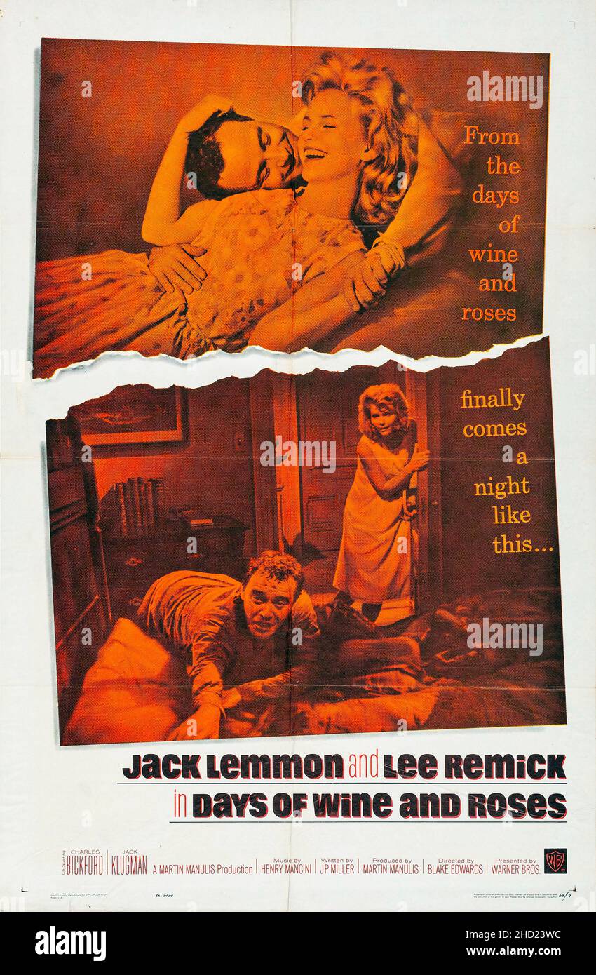 Days of Wine and Roses (1962 Poster) feat Jack Lemmon und Lee Remick. Vintage-Filmposter. Stockfoto