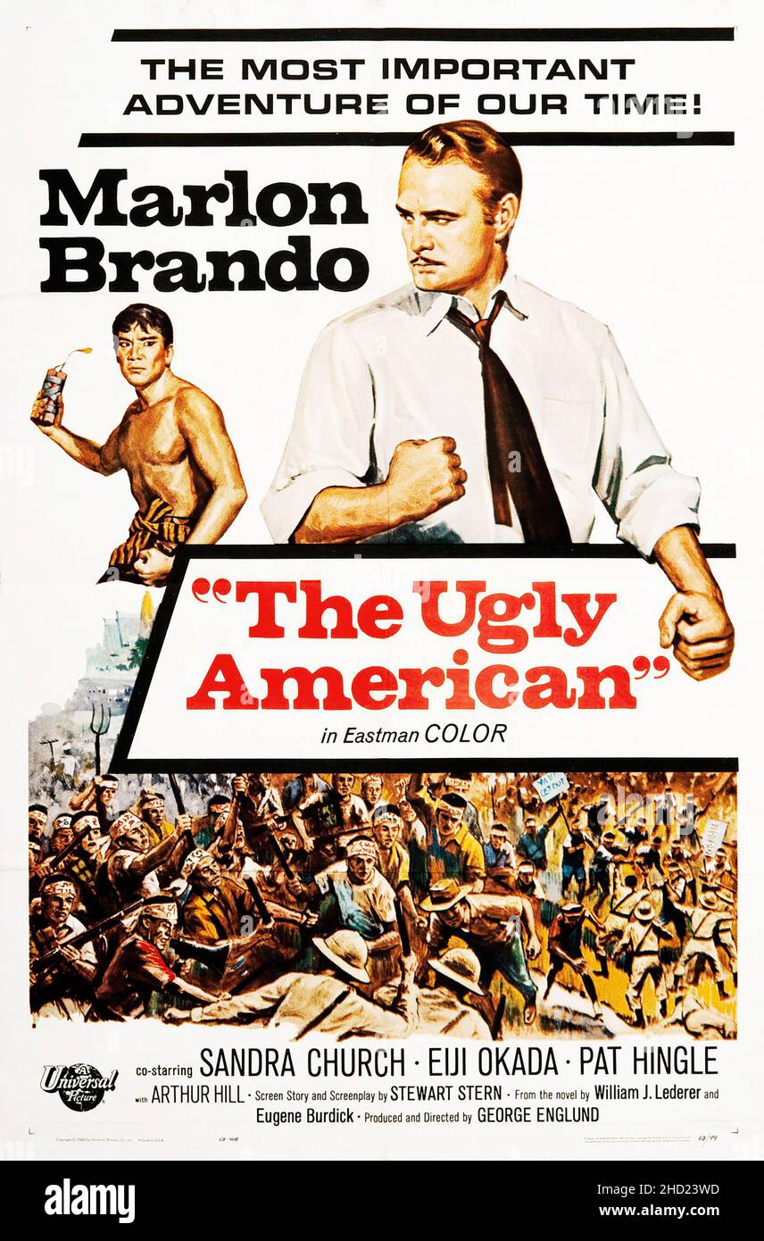 Vintage Filmplakat für den Film The Ugly American feat. Marlon Brando 1963 Stockfoto
