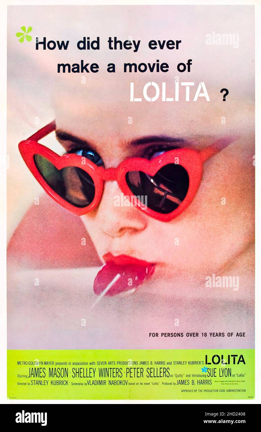 Lolita (Poster 1962). Ein Filmfeat. James Mason, Shelley Winters, Peter Sellers.Stanley Kubrick. Stockfoto
